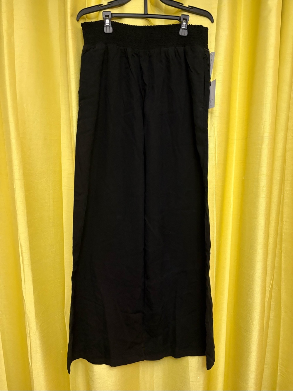 Black Smocked Waist wide leg pants - Women